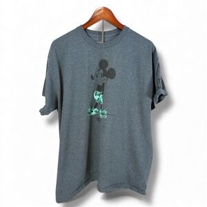 Disney Mickey Mouse‎ Graphic Tee Men's Large Floral Streetwear Gray
